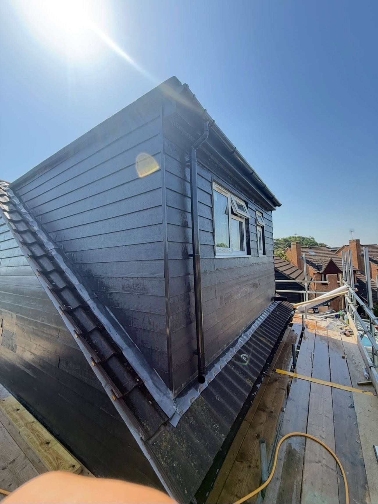 Dormer cladding, leadwork and guttering detail